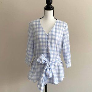 Ivanka Trump Gingham Wrap Top